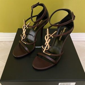 YSL Brown Sandal Heels